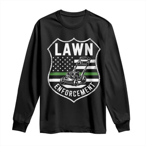 Funny Lawn Enforcement Long Sleeve Shirt Gardening Lawn Mower American Flag TS11 Black Print Your Wear