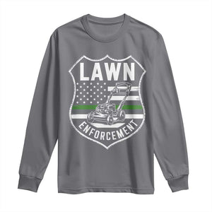 Funny Lawn Enforcement Long Sleeve Shirt Gardening Lawn Mower American Flag TS11 Charcoal Print Your Wear