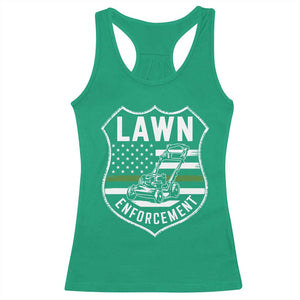 Funny Lawn Enforcement Racerback Tank Top Gardening Lawn Mower American Flag TS11 Irish Green Print Your Wear