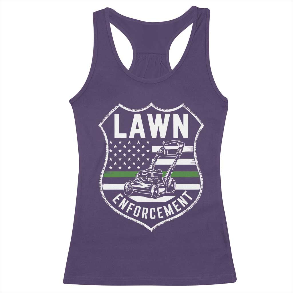 Funny Lawn Enforcement Racerback Tank Top Gardening Lawn Mower American Flag TS11 Purple Print Your Wear