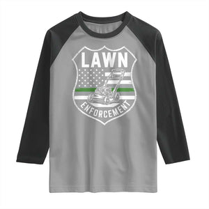 Funny Lawn Enforcement Raglan Shirt Gardening Lawn Mower American Flag TS11 Sport Gray Black Print Your Wear