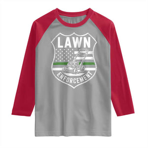 Funny Lawn Enforcement Raglan Shirt Gardening Lawn Mower American Flag TS11 Sport Gray Red Print Your Wear