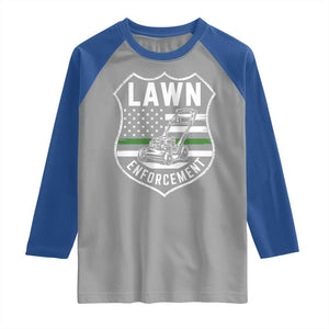 Funny Lawn Enforcement Raglan Shirt Gardening Lawn Mower American Flag TS11 Sport Gray Royal Print Your Wear