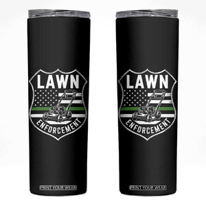 Funny Lawn Enforcement Skinny Tumbler Gardening Lawn Mower American Flag TS11 Black Print Your Wear