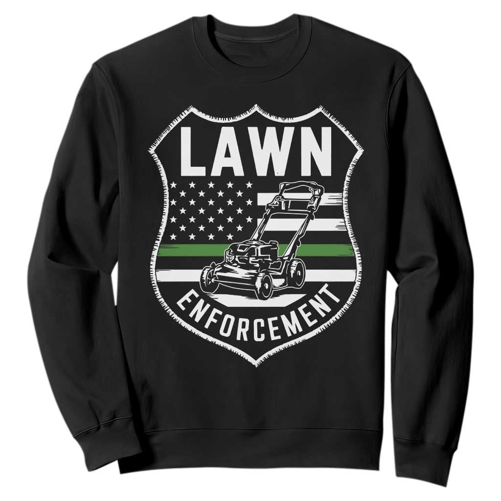 Funny Lawn Enforcement Sweatshirt Gardening Lawn Mower American Flag TS11 Black Print Your Wear
