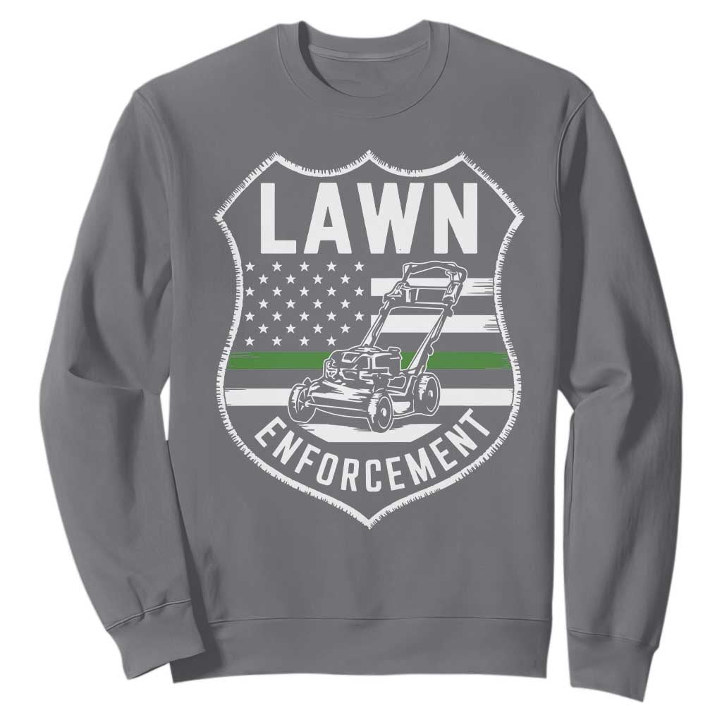 Funny Lawn Enforcement Sweatshirt Gardening Lawn Mower American Flag TS11 Charcoal Print Your Wear