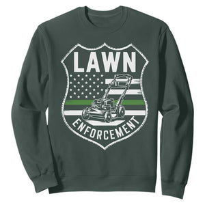Funny Lawn Enforcement Sweatshirt Gardening Lawn Mower American Flag TS11 Dark Forest Green Print Your Wear