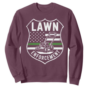 Funny Lawn Enforcement Sweatshirt Gardening Lawn Mower American Flag TS11 Maroon Print Your Wear