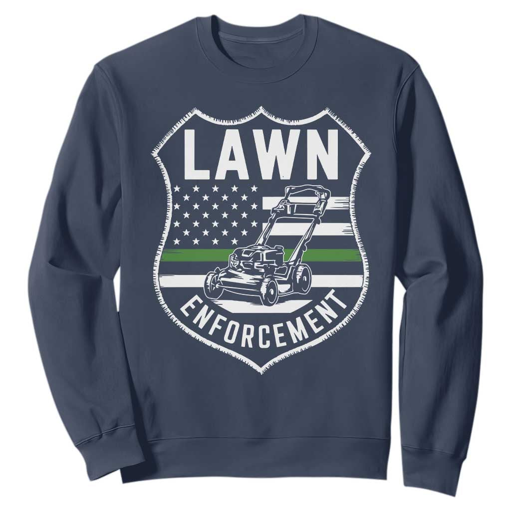 Funny Lawn Enforcement Sweatshirt Gardening Lawn Mower American Flag TS11 Navy Print Your Wear