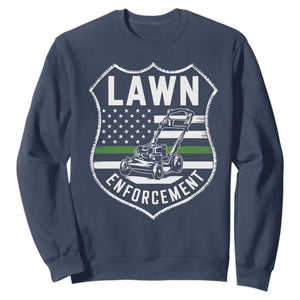 Funny Lawn Enforcement Sweatshirt Gardening Lawn Mower American Flag TS11 Navy Print Your Wear