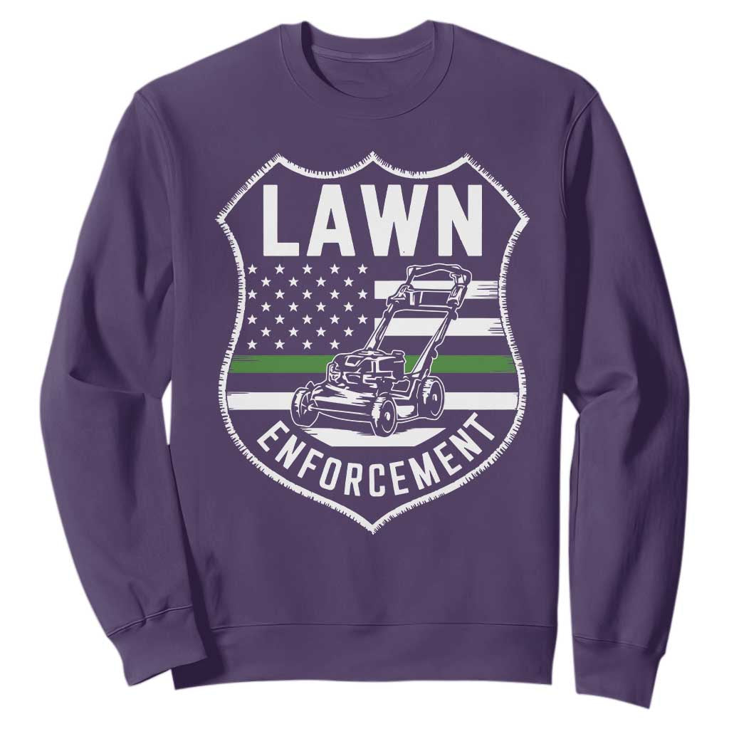 Funny Lawn Enforcement Sweatshirt Gardening Lawn Mower American Flag TS11 Purple Print Your Wear