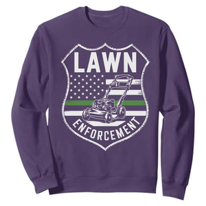 Funny Lawn Enforcement Sweatshirt Gardening Lawn Mower American Flag TS11 Purple Print Your Wear