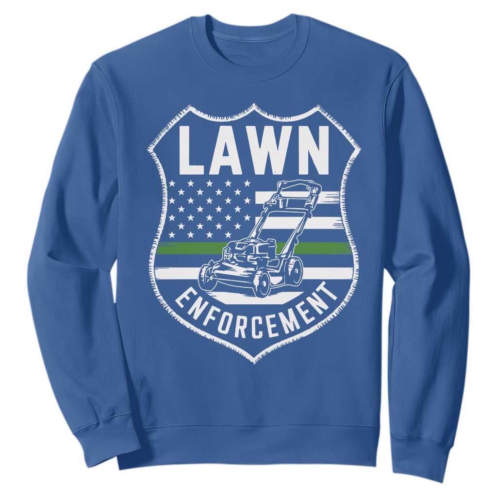 Funny Lawn Enforcement Sweatshirt Gardening Lawn Mower American Flag TS11 Royal Blue Print Your Wear