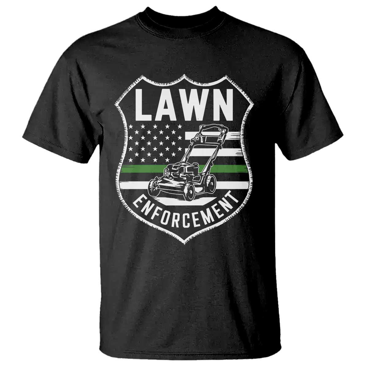 Funny Lawn Enforcement T Shirt Gardening Lawn Mower American Flag TS11 Black Print Your Wear