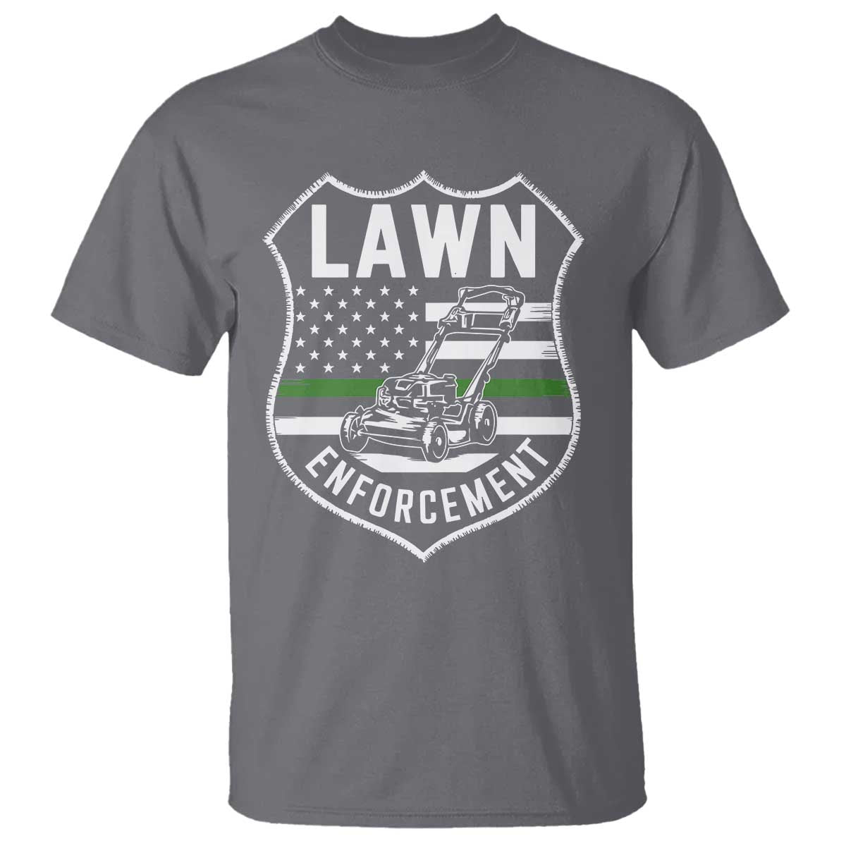 Funny Lawn Enforcement T Shirt Gardening Lawn Mower American Flag TS11 Charcoal Print Your Wear
