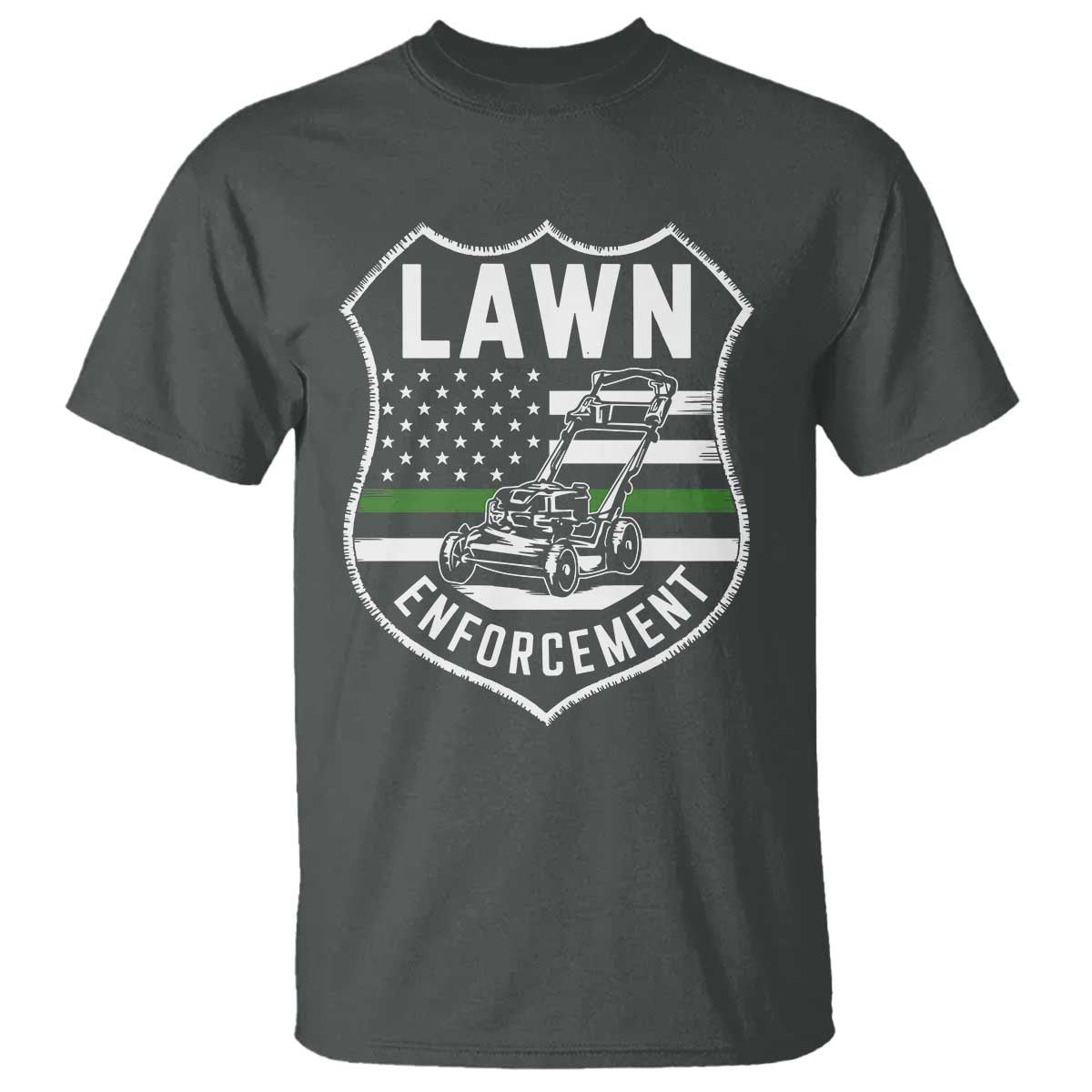 Funny Lawn Enforcement T Shirt Gardening Lawn Mower American Flag TS11 Dark Heather Print Your Wear
