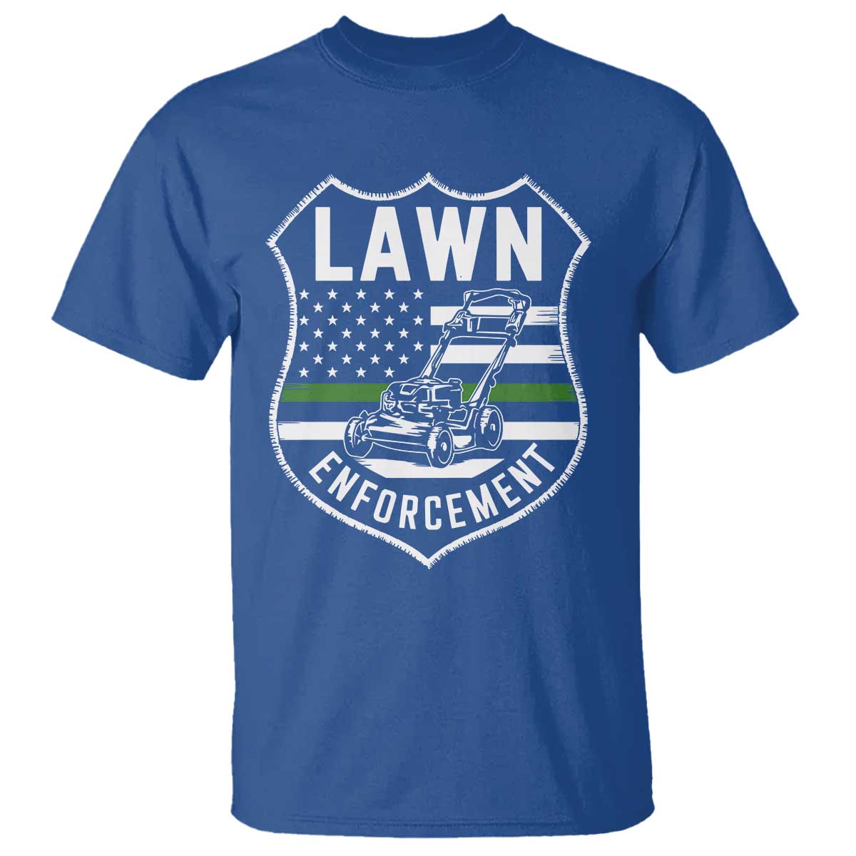 Funny Lawn Enforcement T Shirt Gardening Lawn Mower American Flag TS11 Royal Blue Print Your Wear