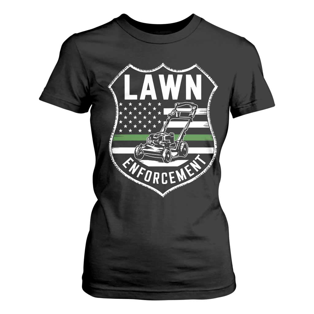Funny Lawn Enforcement T Shirt For Women Gardening Lawn Mower American Flag TS11 Black Print Your Wear