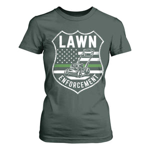 Funny Lawn Enforcement T Shirt For Women Gardening Lawn Mower American Flag TS11 Dark Forest Green Print Your Wear
