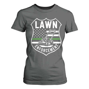 Funny Lawn Enforcement T Shirt For Women Gardening Lawn Mower American Flag TS11 Dark Heather Print Your Wear