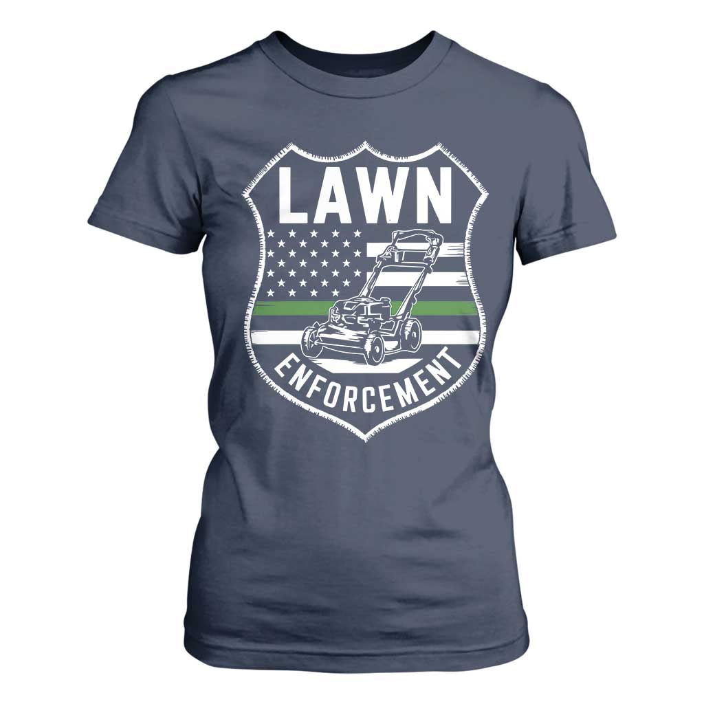 Funny Lawn Enforcement T Shirt For Women Gardening Lawn Mower American Flag TS11 Navy Print Your Wear