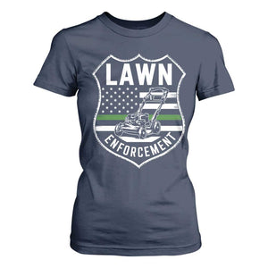 Funny Lawn Enforcement T Shirt For Women Gardening Lawn Mower American Flag TS11 Navy Print Your Wear