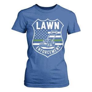 Funny Lawn Enforcement T Shirt For Women Gardening Lawn Mower American Flag TS11 Royal Blue Print Your Wear
