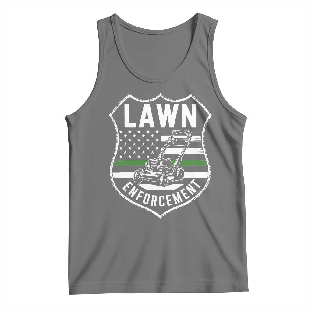 Funny Lawn Enforcement Tank Top Gardening Lawn Mower American Flag TS11 Black Heather Print Your Wear
