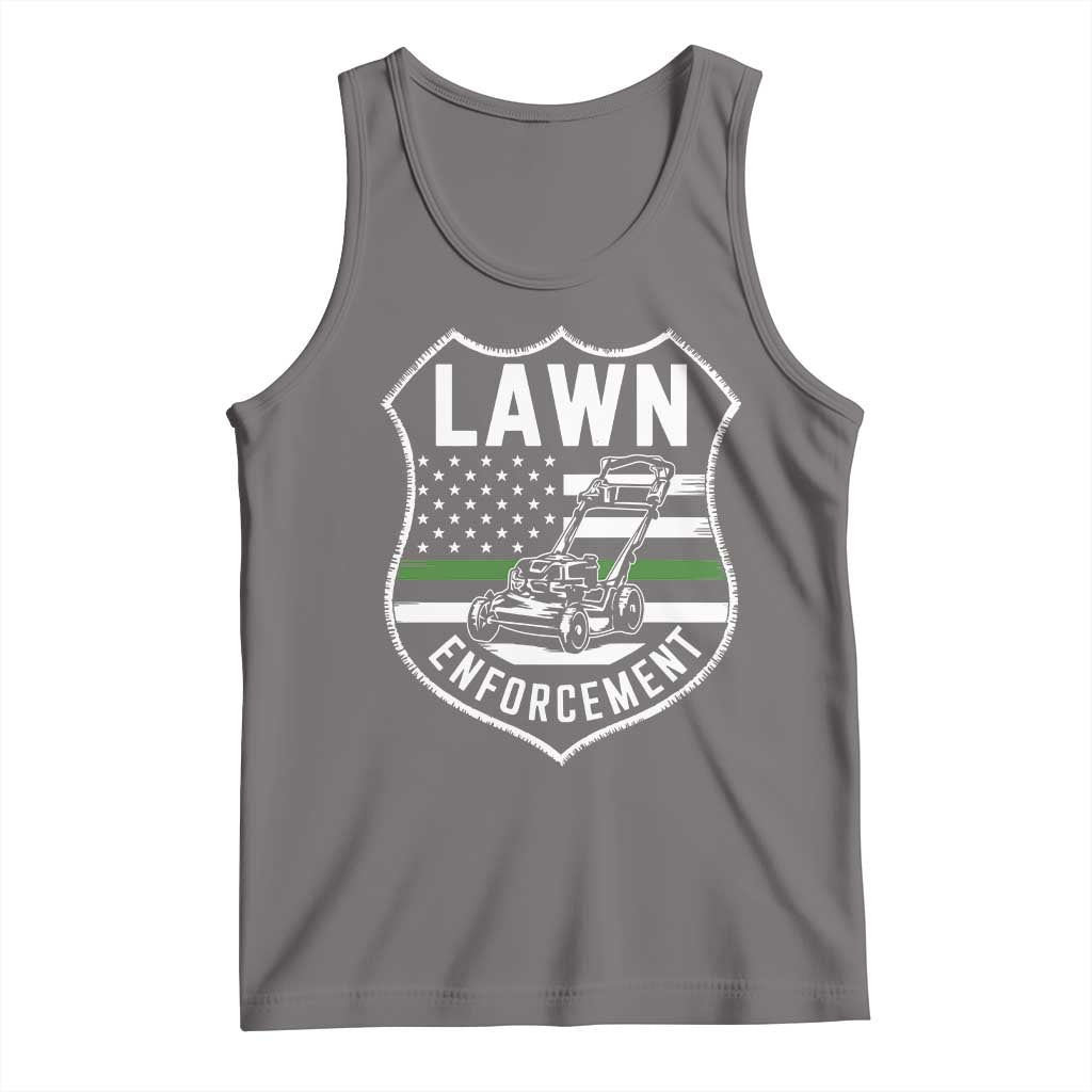 Funny Lawn Enforcement Tank Top Gardening Lawn Mower American Flag TS11 Deep Heather Print Your Wear