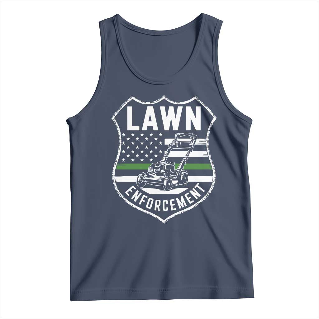 Funny Lawn Enforcement Tank Top Gardening Lawn Mower American Flag TS11 Navy Print Your Wear