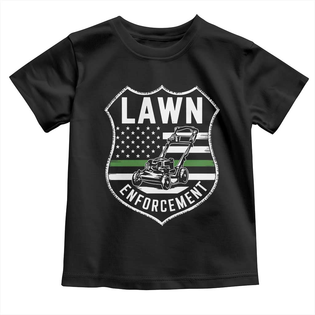 Funny Lawn Enforcement Toddler T Shirt Gardening Lawn Mower American Flag TS11 Black Print Your Wear