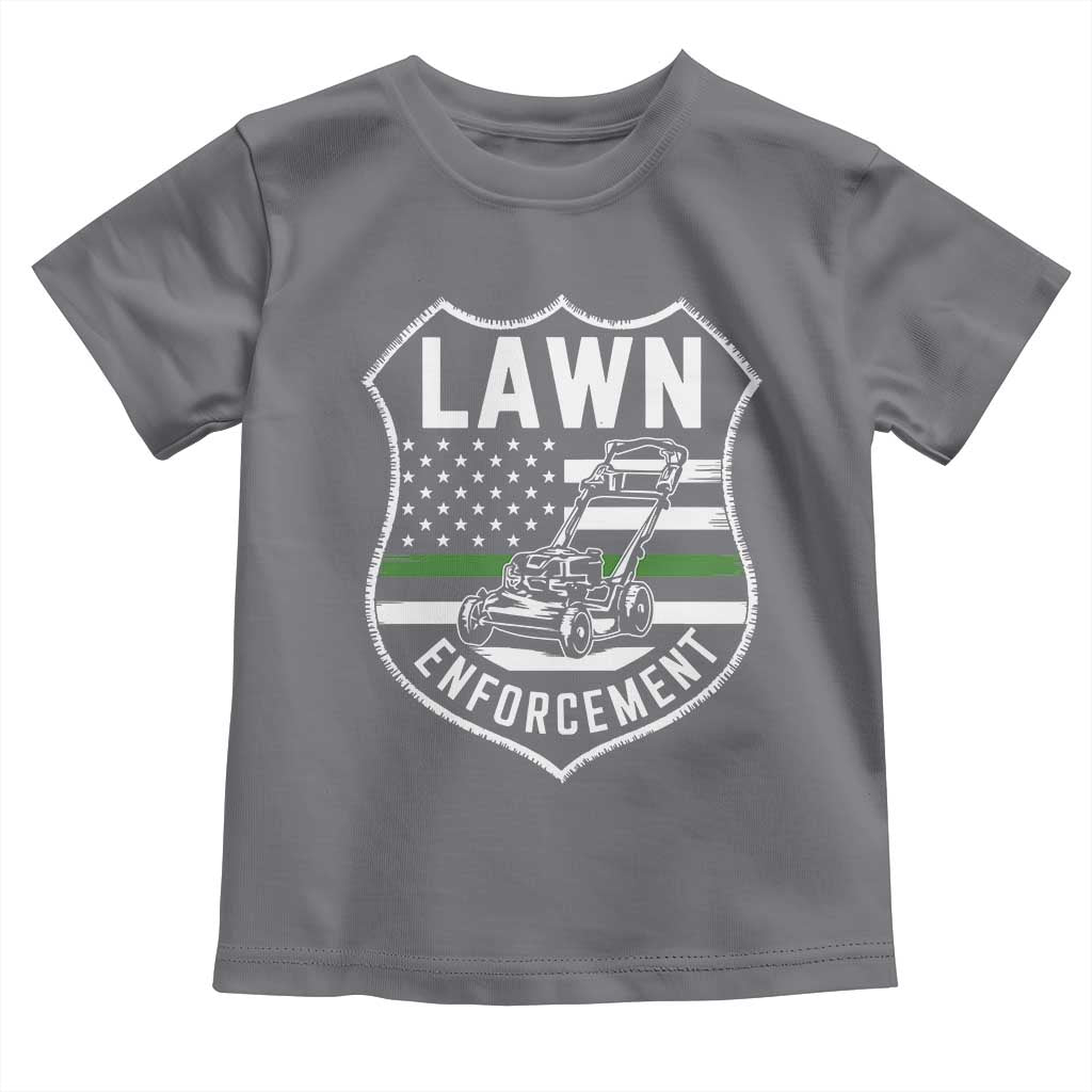 Funny Lawn Enforcement Toddler T Shirt Gardening Lawn Mower American Flag TS11 Charcoal Print Your Wear