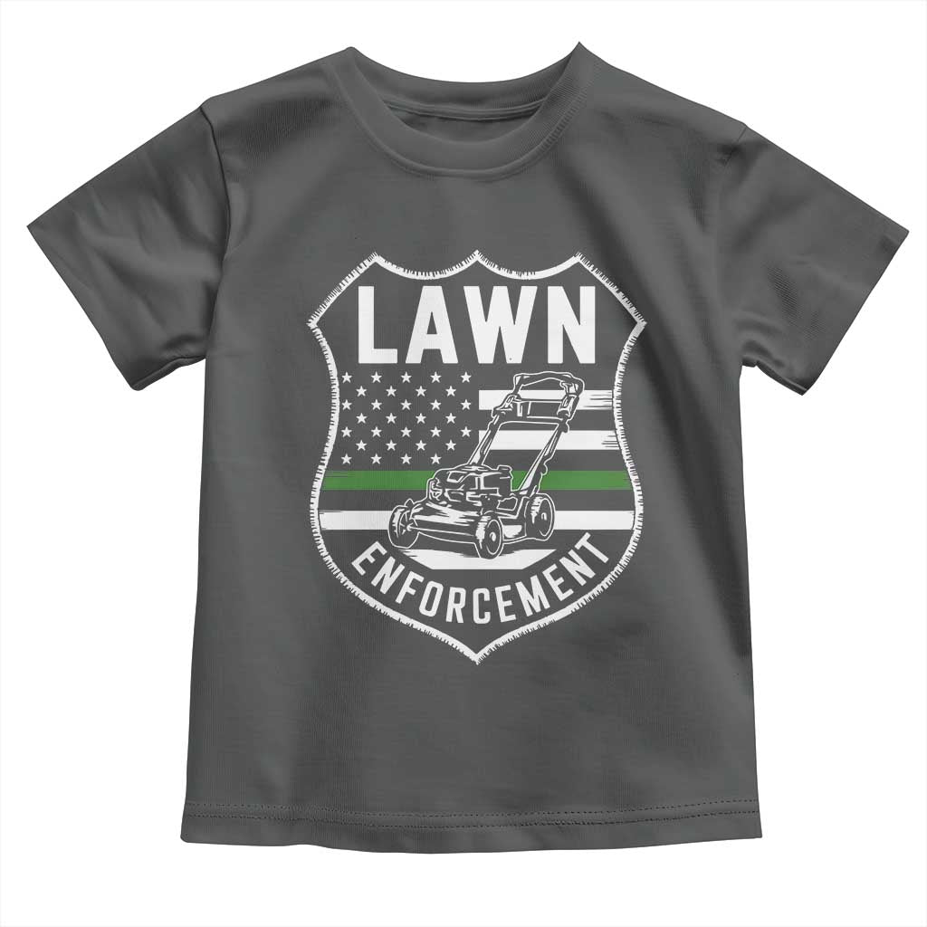 Funny Lawn Enforcement Toddler T Shirt Gardening Lawn Mower American Flag TS11 Dark Heather Print Your Wear