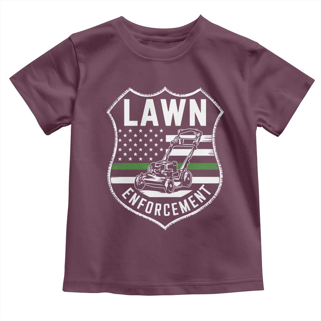 Funny Lawn Enforcement Toddler T Shirt Gardening Lawn Mower American Flag TS11 Maroon Print Your Wear