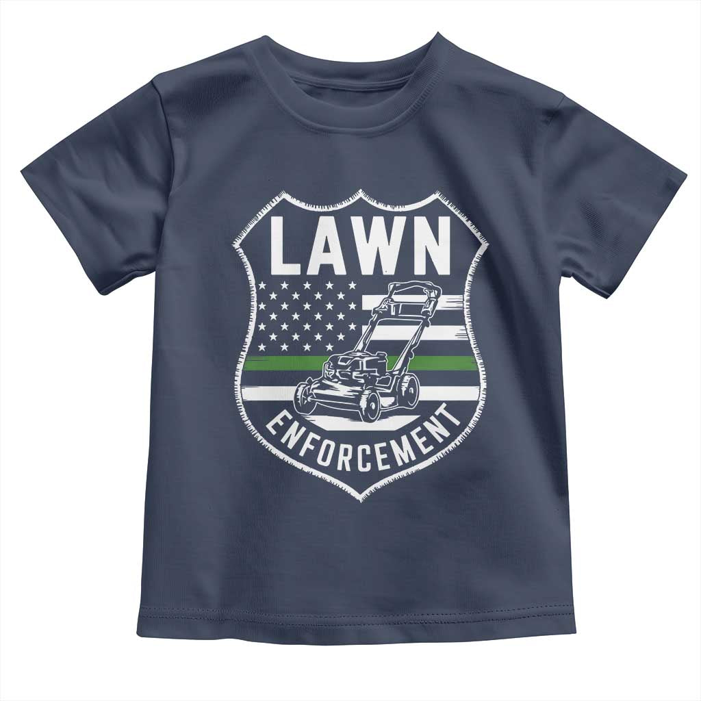 Funny Lawn Enforcement Toddler T Shirt Gardening Lawn Mower American Flag TS11 Navy Print Your Wear