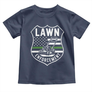 Funny Lawn Enforcement Toddler T Shirt Gardening Lawn Mower American Flag TS11 Navy Print Your Wear