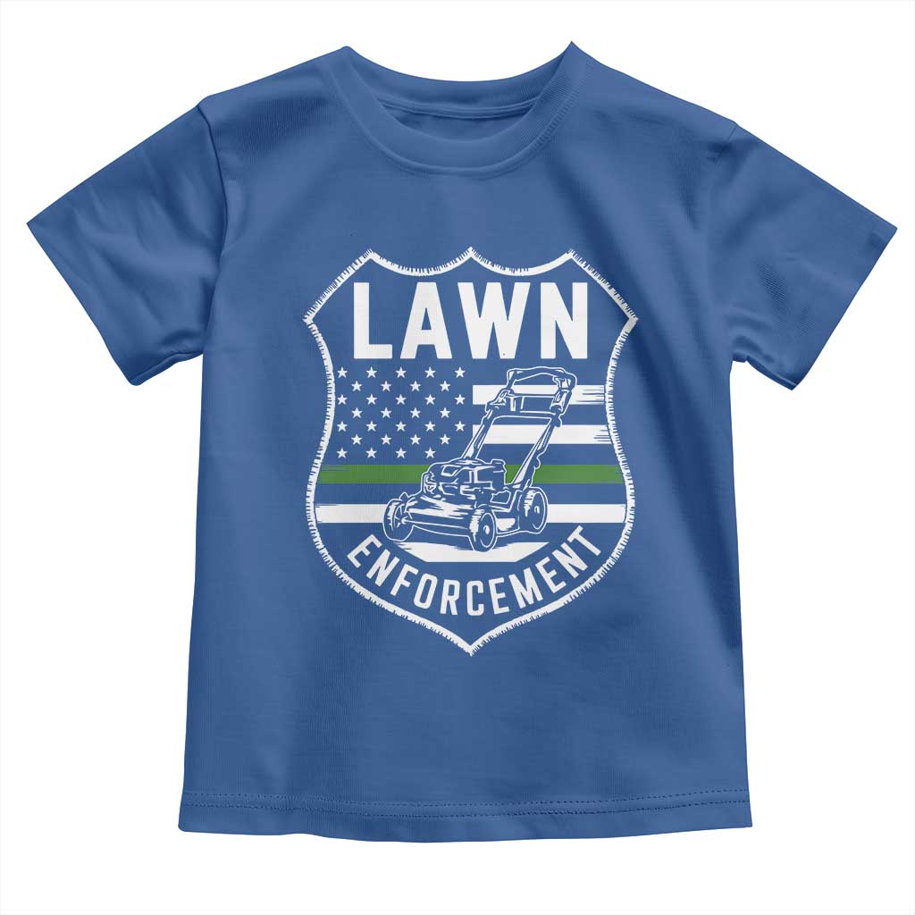 Funny Lawn Enforcement Toddler T Shirt Gardening Lawn Mower American Flag TS11 Royal Blue Print Your Wear