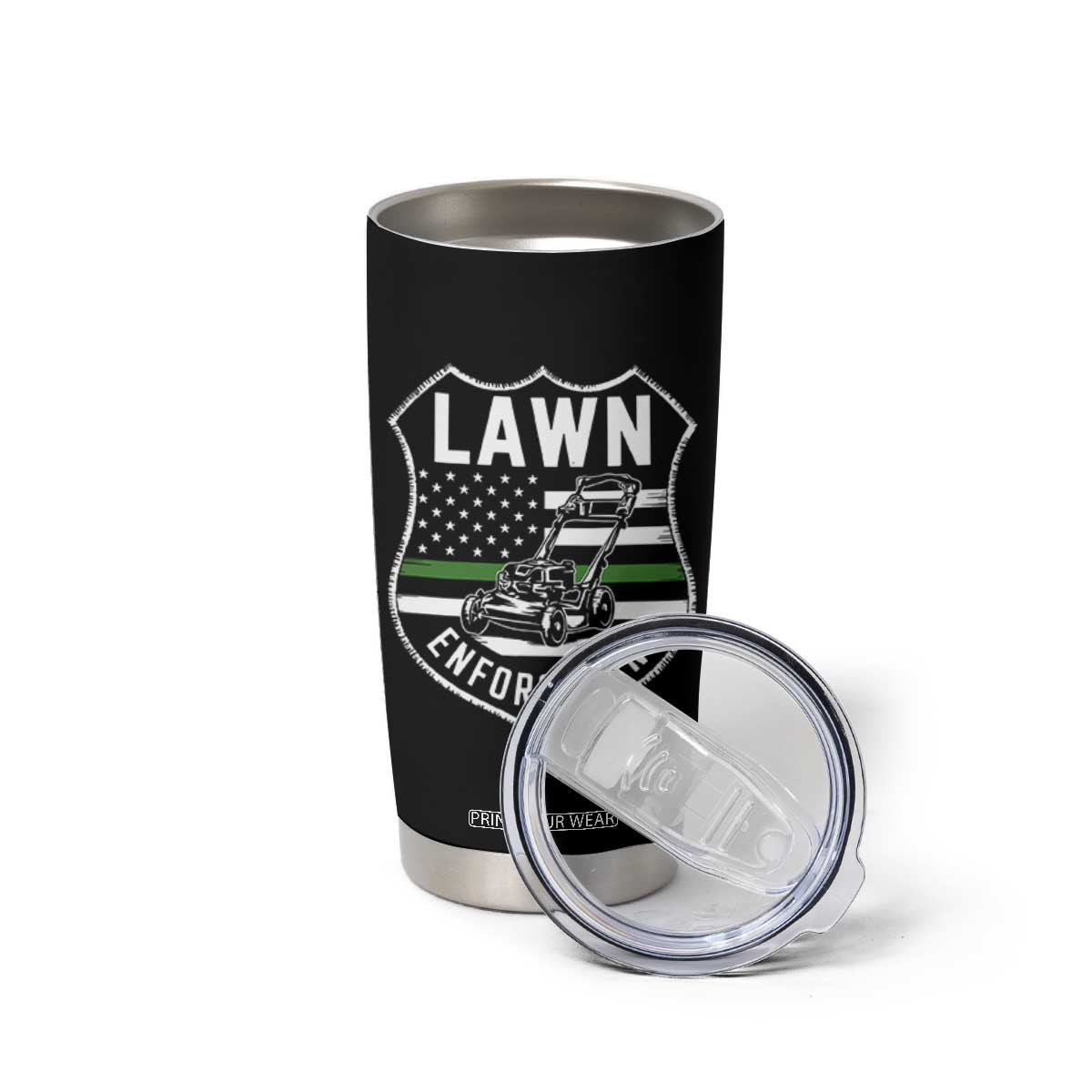 Funny Lawn Enforcement Tumbler Cup Gardening Lawn Mower American Flag TS11 Print Your Wear