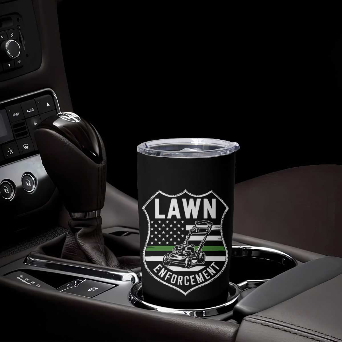 Funny Lawn Enforcement Tumbler Cup Gardening Lawn Mower American Flag TS11 Print Your Wear