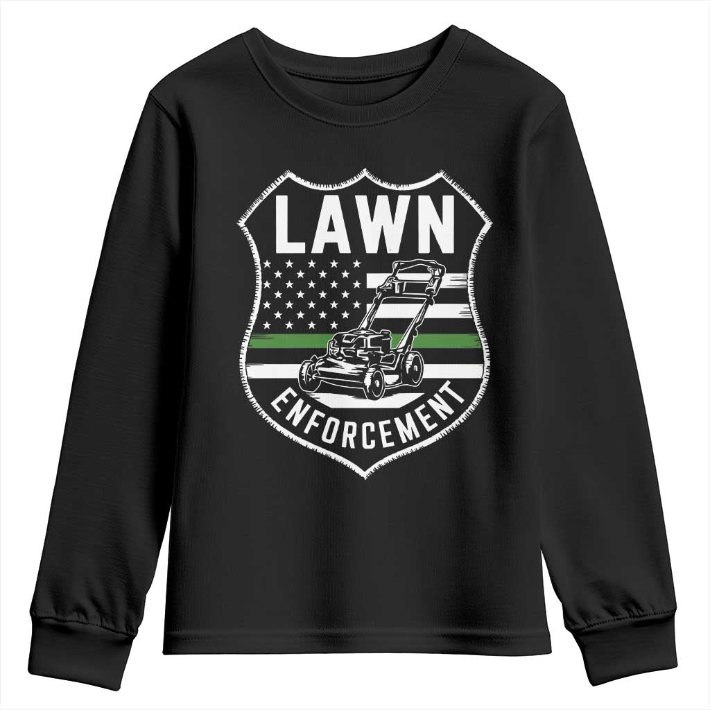 Funny Lawn Enforcement Youth Sweatshirt Gardening Lawn Mower American Flag TS11 Black Print Your Wear