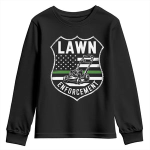 Funny Lawn Enforcement Youth Sweatshirt Gardening Lawn Mower American Flag TS11 Black Print Your Wear