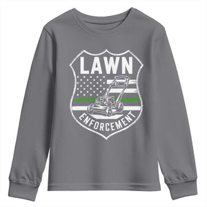 Funny Lawn Enforcement Youth Sweatshirt Gardening Lawn Mower American Flag TS11 Charcoal Print Your Wear
