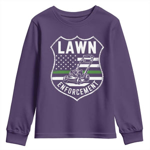 Funny Lawn Enforcement Youth Sweatshirt Gardening Lawn Mower American Flag TS11 Purple Print Your Wear