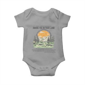 When A Foreigner Resides Among You In Your Land Do Not Mistreat Them Baby Onesie Bible Verse TS11 Sport Gray Print Your Wear