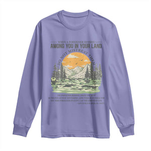 When A Foreigner Resides Among You In Your Land Do Not Mistreat Them Long Sleeve Shirt Bible Verse TS11 Violet Print Your Wear