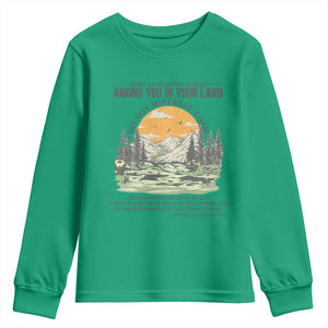 When A Foreigner Resides Among You In Your Land Do Not Mistreat Them Youth Sweatshirt Bible Verse TS11 Irish Green Print Your Wear