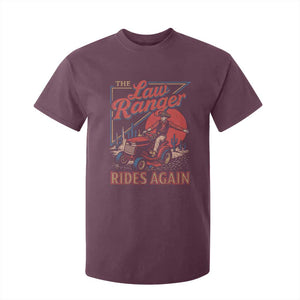 Funny The Lawn Ranger Rides Again T Shirt For Kid Lawn Tractor Mowing Cowboy TS11 Maroon Print Your Wear