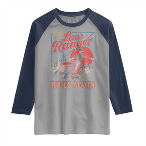 Funny The Lawn Ranger Rides Again Raglan Shirt Lawn Tractor Mowing Cowboy TS11 Sport Gray Navy Print Your Wear