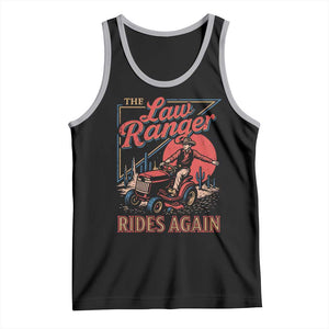 Funny The Lawn Ranger Rides Again Tank Top Lawn Tractor Mowing Cowboy TS11 Black Athletic Heather Print Your Wear