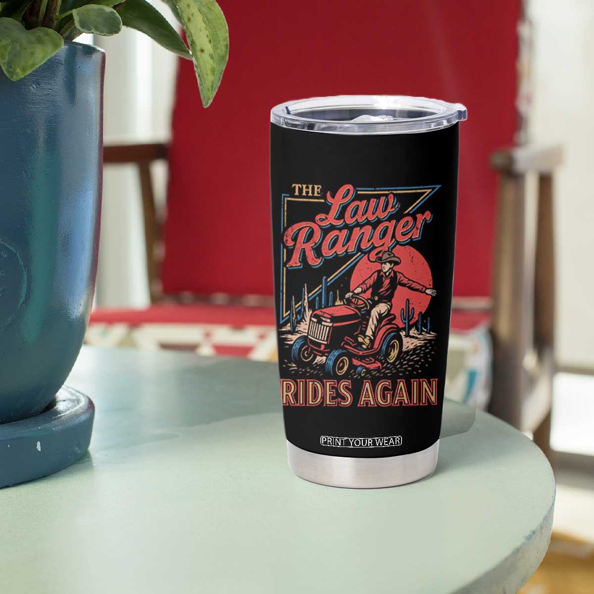 Funny The Lawn Ranger Rides Again Tumbler Cup Lawn Tractor Mowing Cowboy TS11 Print Your Wear